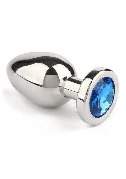 Mr. Steel Jewled Butt Plug Small (Blue)