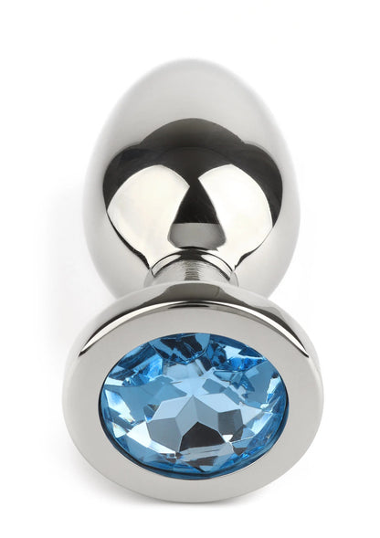 Mr. Steel Jewled Butt Plug Large (Blue)