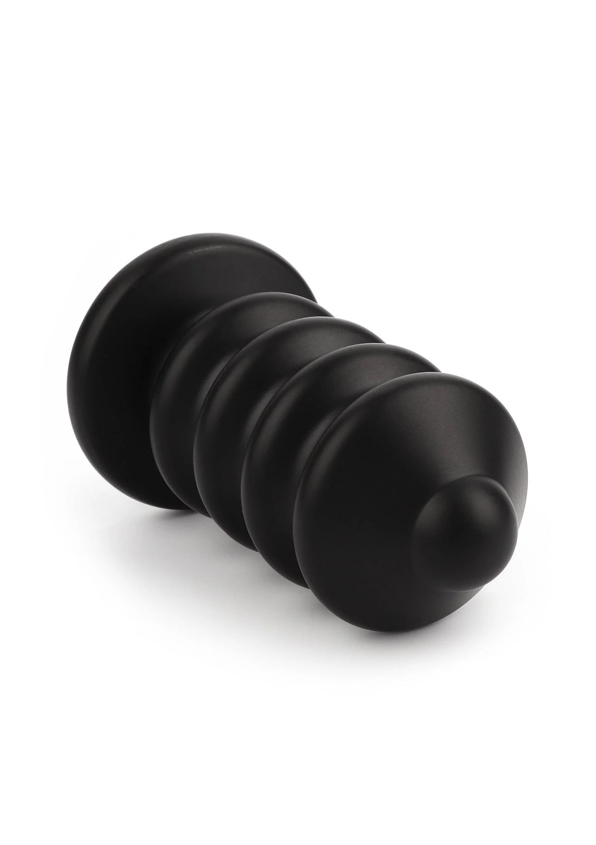 Kleine zwarte anale plug met ronde, knoopvormige uiteinden