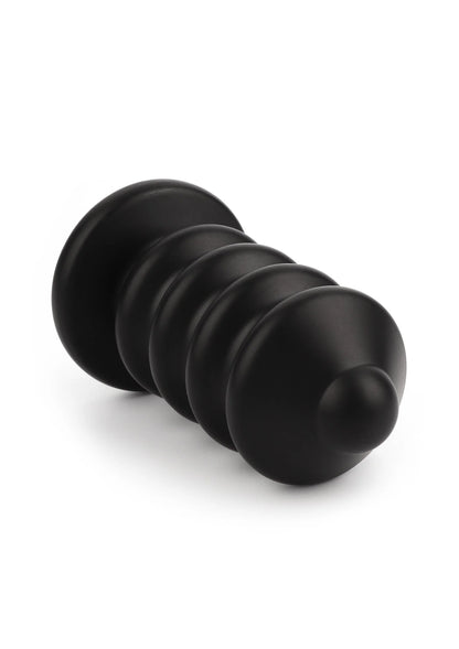 Kleine zwarte anale plug met ronde, knoopvormige uiteinden