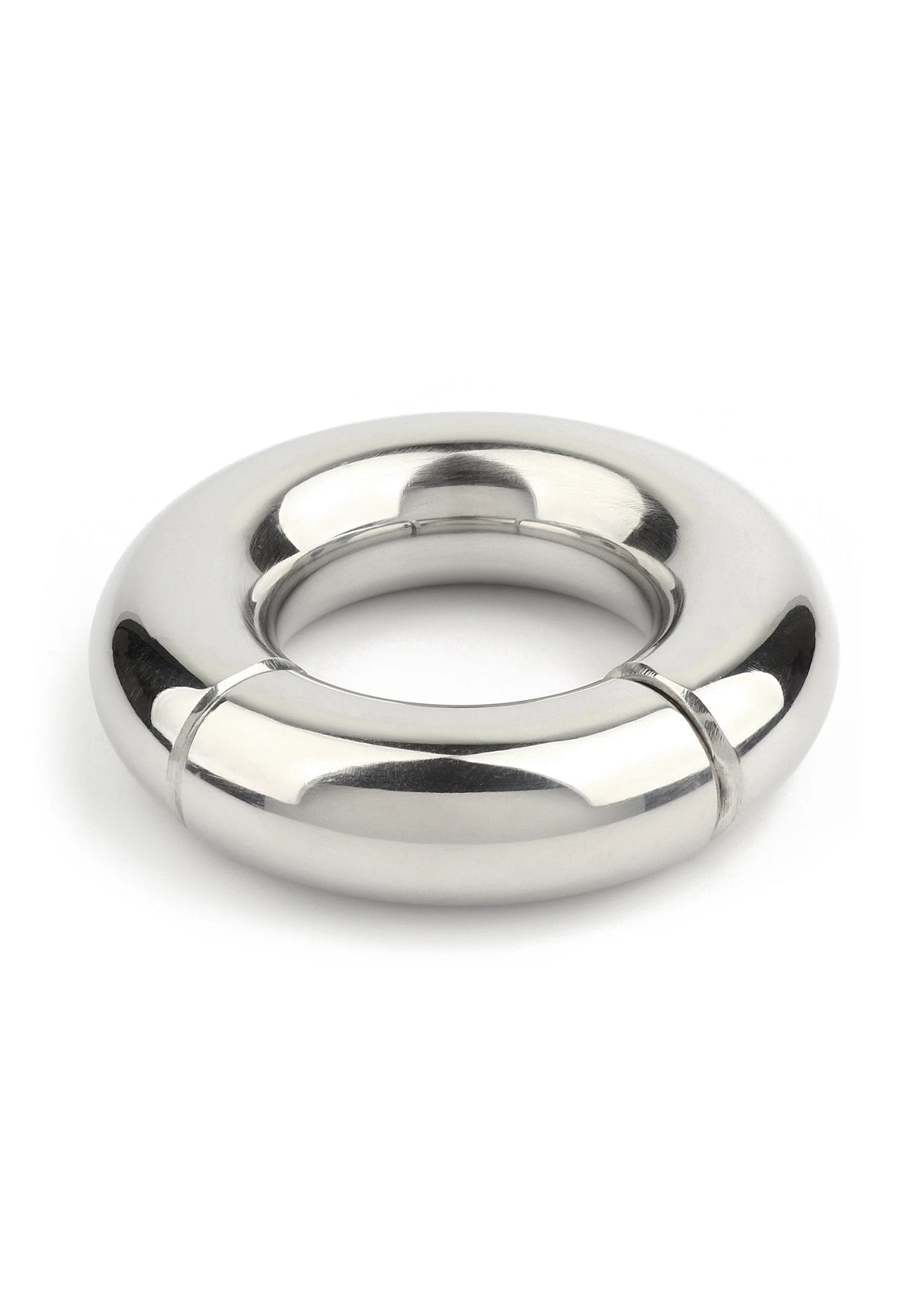 Ronde metalen ringbeugel met opening, glanzende roestvrijstalen afwerking
