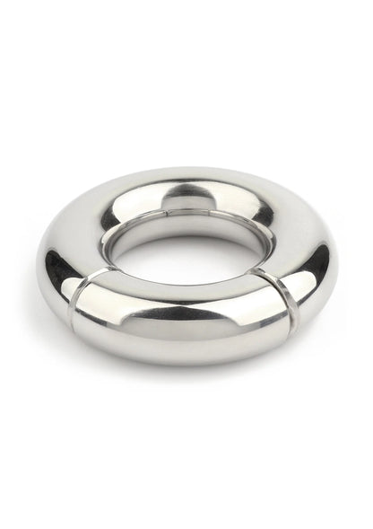Ronde metalen ringbeugel met opening, glanzende roestvrijstalen afwerking