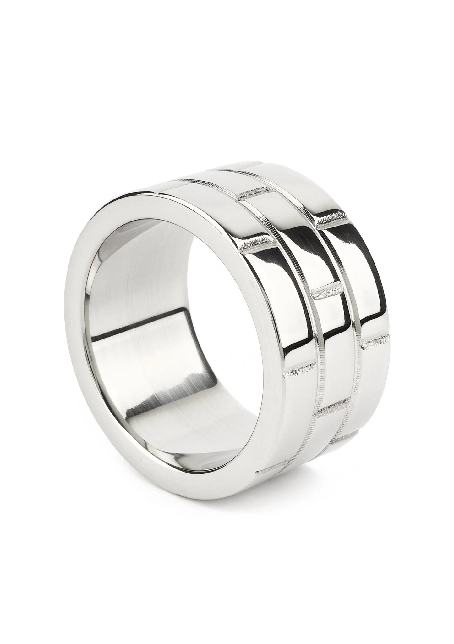 Ronde C-ring van zilverkleurig metaal, 40 mm, glanzende afwerking