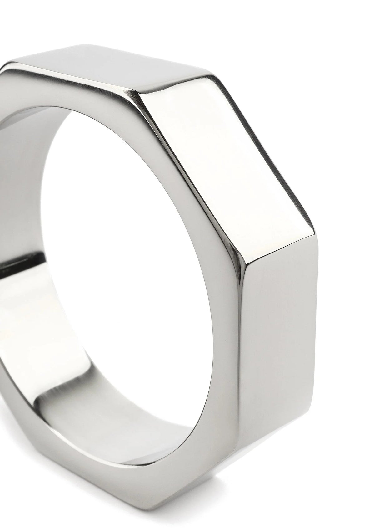 Zilverkleurige hexagonale C-ring, 50 mm, met glanzende randen
