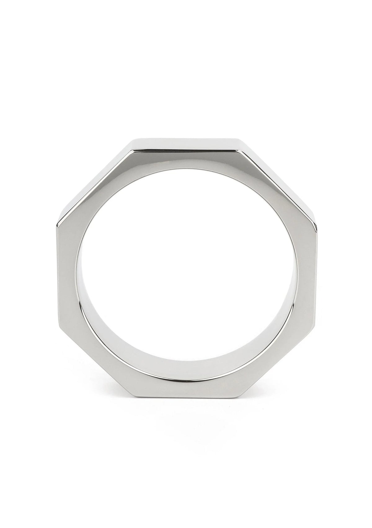 Metalen C-ring, gepolijst zilverkleurig, zeskantige vorm