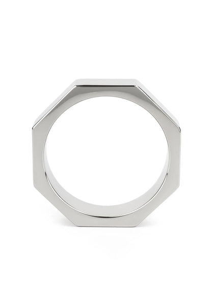 Metalen C-ring, gepolijst zilverkleurig, zeskantige vorm