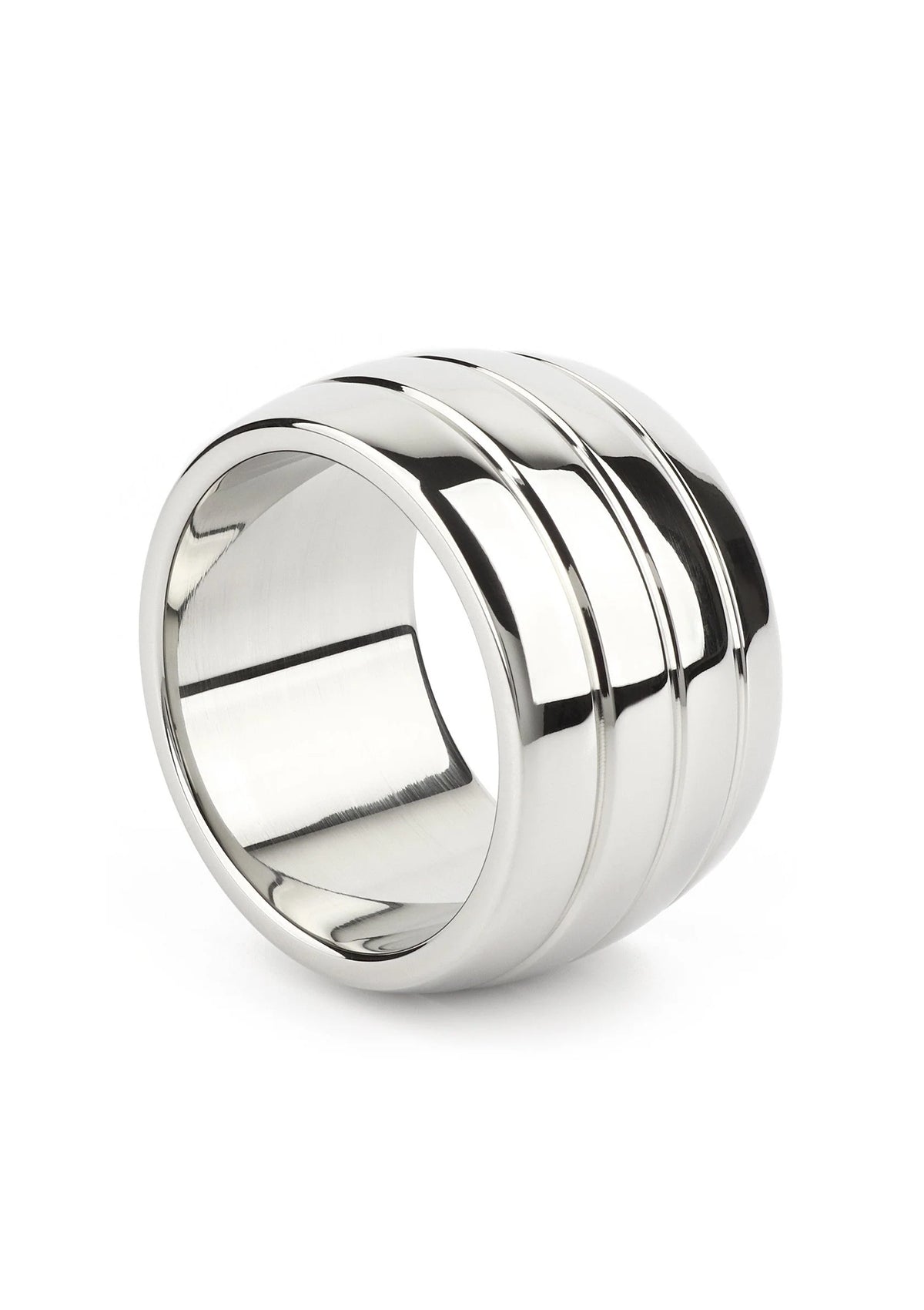 Ovale metalen C-ring met glanzende zilverkleurige afwerking en afgeronde randen