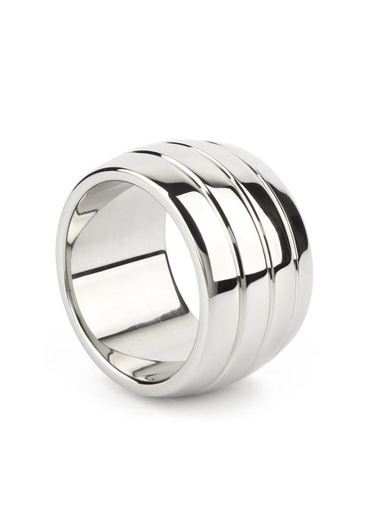 Ovale metalen C-ring met glanzende zilverkleurige afwerking en afgeronde randen