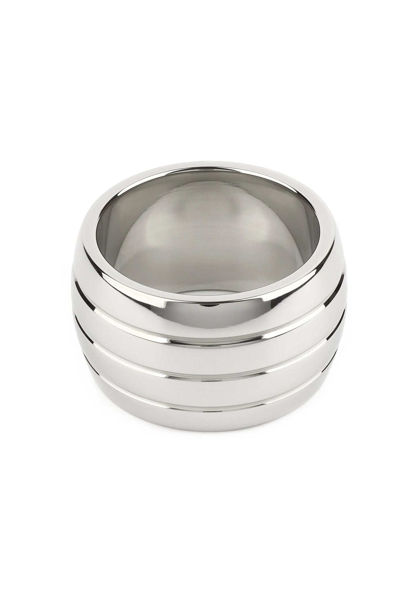 Ovale barrel C-ring van RVS, zilverkleurig, met gladde groeven