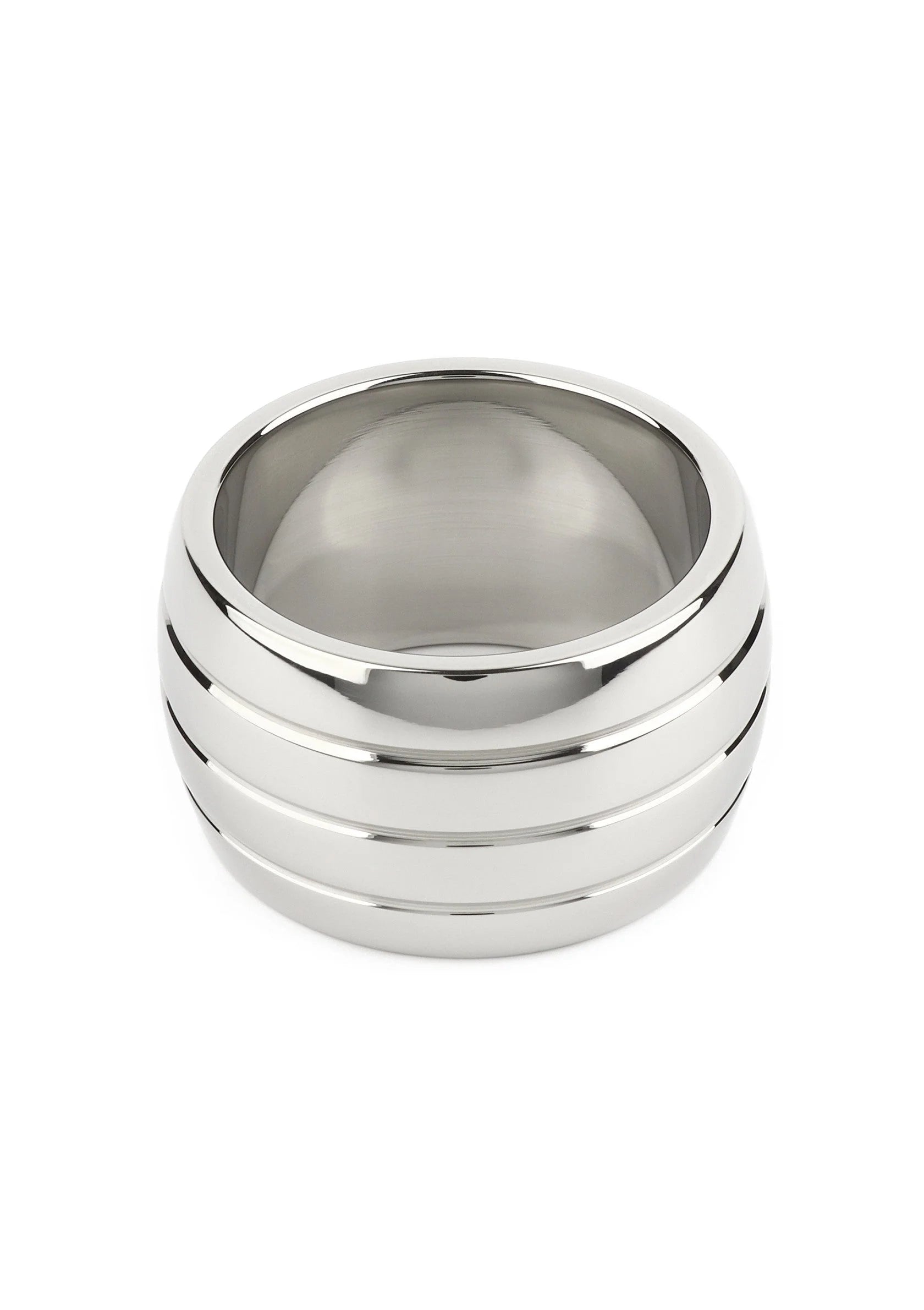 Ovale barrel C-ring van RVS, zilverkleurig, met gladde groeven