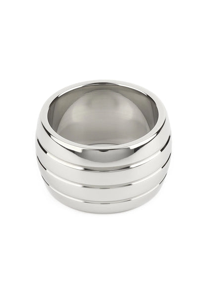 Ovale barrel C-ring van RVS, zilverkleurig, met gladde groeven