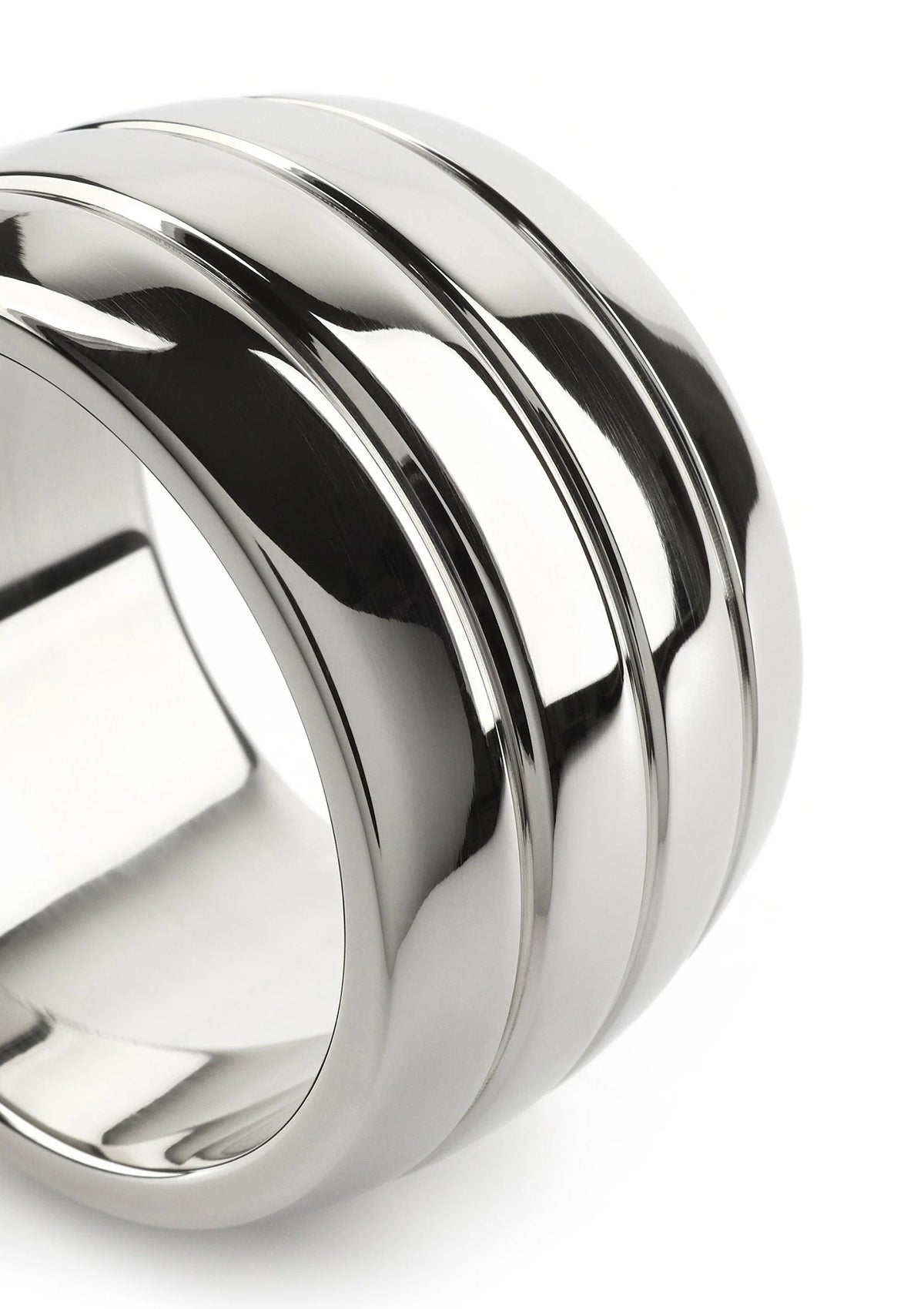 Ovale barrel C-ring van RVS met ronde groeven en glanzende zilverkleur