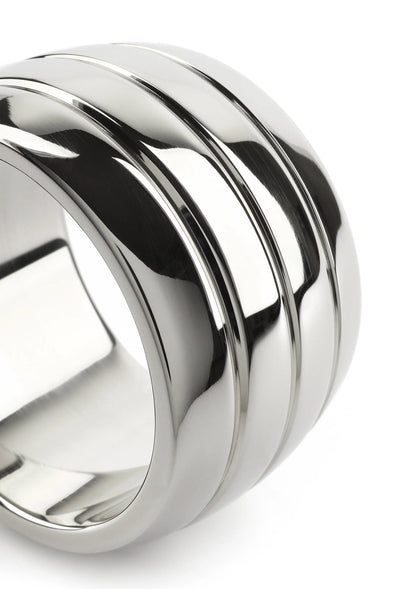 Ovale barrel C-ring van RVS met ronde groeven en glanzende zilverkleur