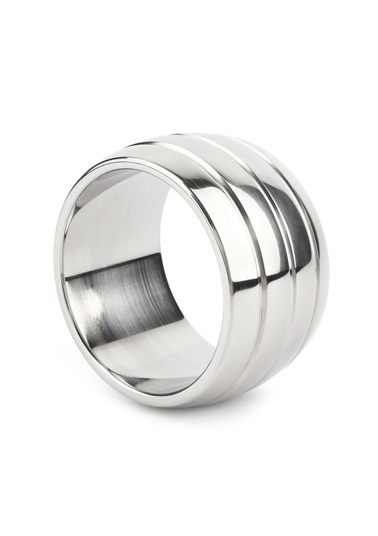 Ovale barrel C-ring van roestvrij staal, 45 mm, glanzend met brede band