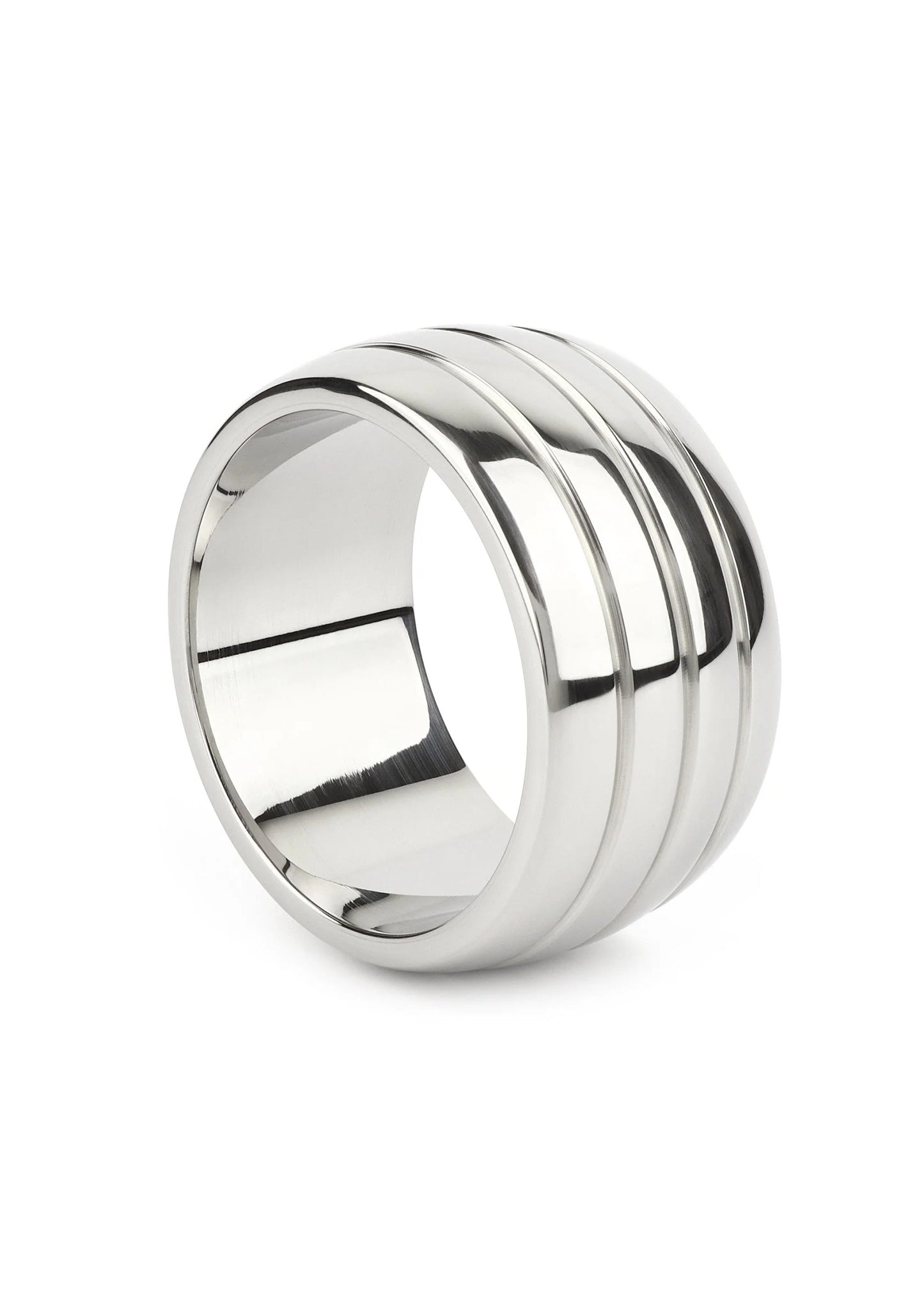 Ovale C-ring van gepolijst roestvrij staal (50 mm) met drie ringen en spiegelglans
