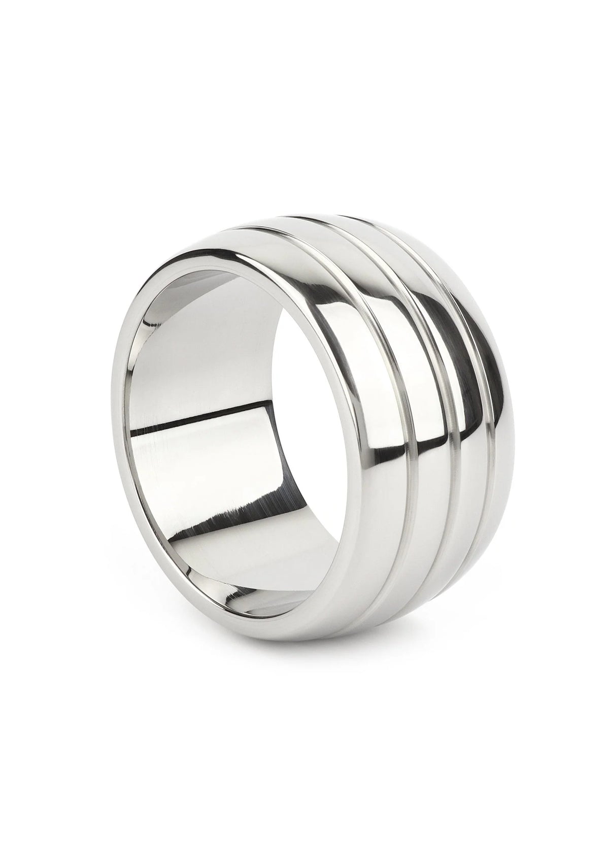 Ovale C-ring van gepolijst roestvrij staal (50 mm) met drie ringen en spiegelglans