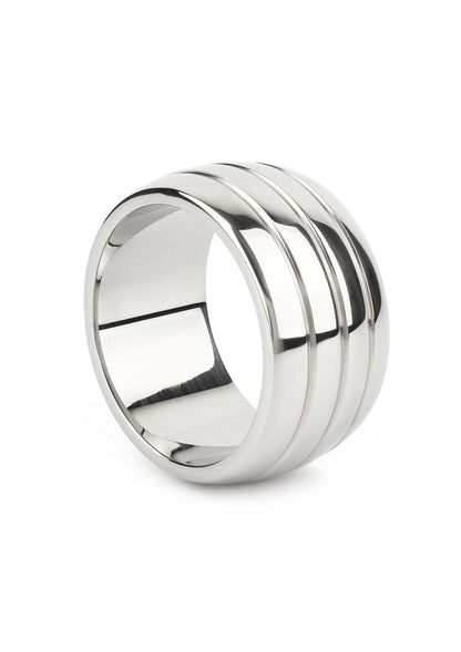 Ovale C-ring van gepolijst roestvrij staal (50 mm) met drie ringen en spiegelglans