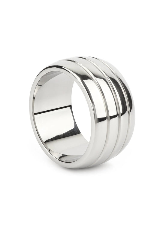 Ovale C-ring van gepolijst roestvrij staal (50 mm) met drie ringen en spiegelglans