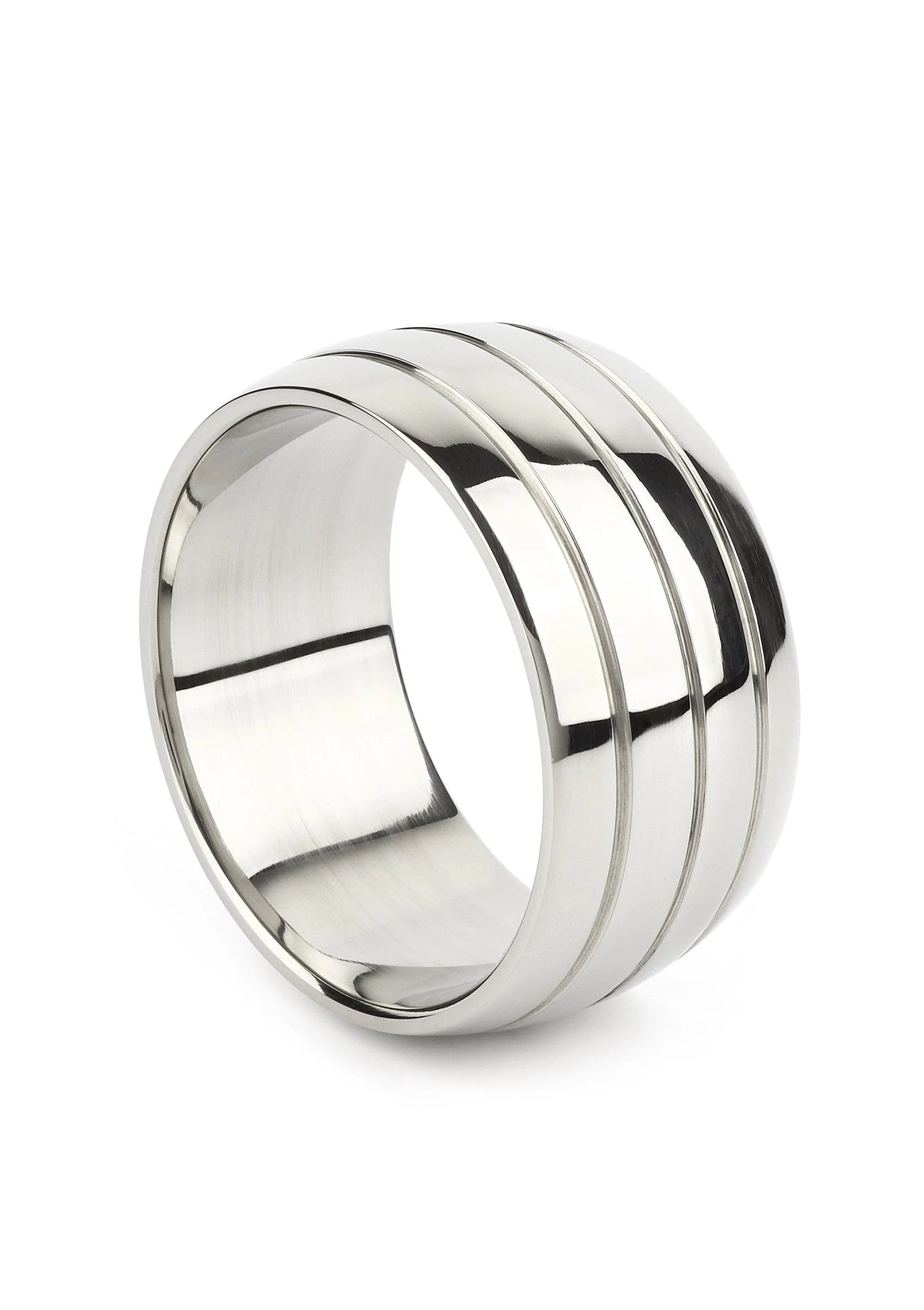 Ovale barrel C-ring 55mm van Mr. Steel, zilverkleurige metalen ring met 3 randen