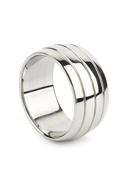 Ovale barrel C-ring 55mm van Mr. Steel, zilverkleurige metalen ring met 3 randen