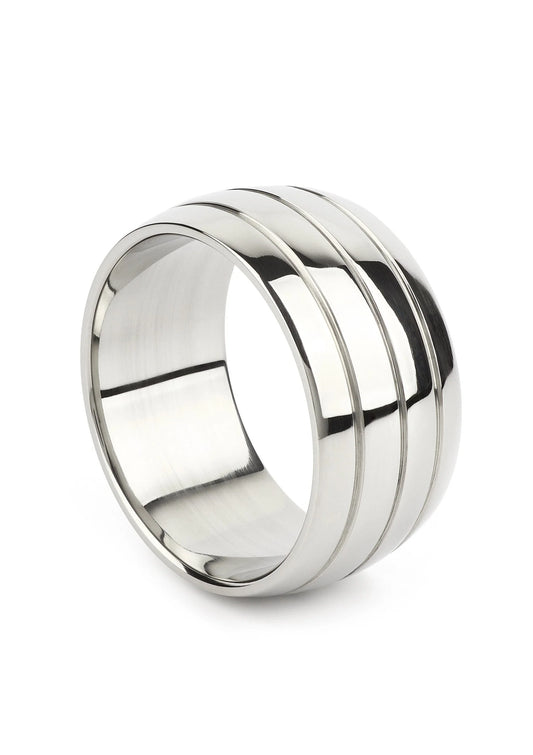 Ovale barrel C-ring 55mm van Mr. Steel, zilverkleurige metalen ring met 3 randen