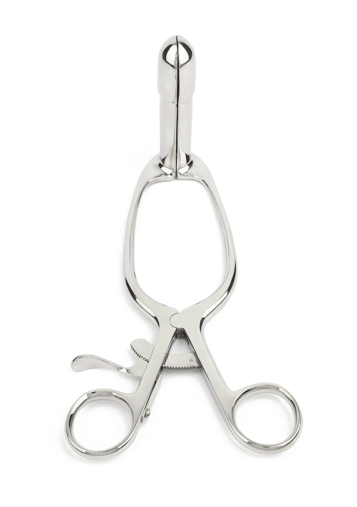 Rectaal speculum (groot) van Mr. Steel, RVS spreader met U-frame en ringen