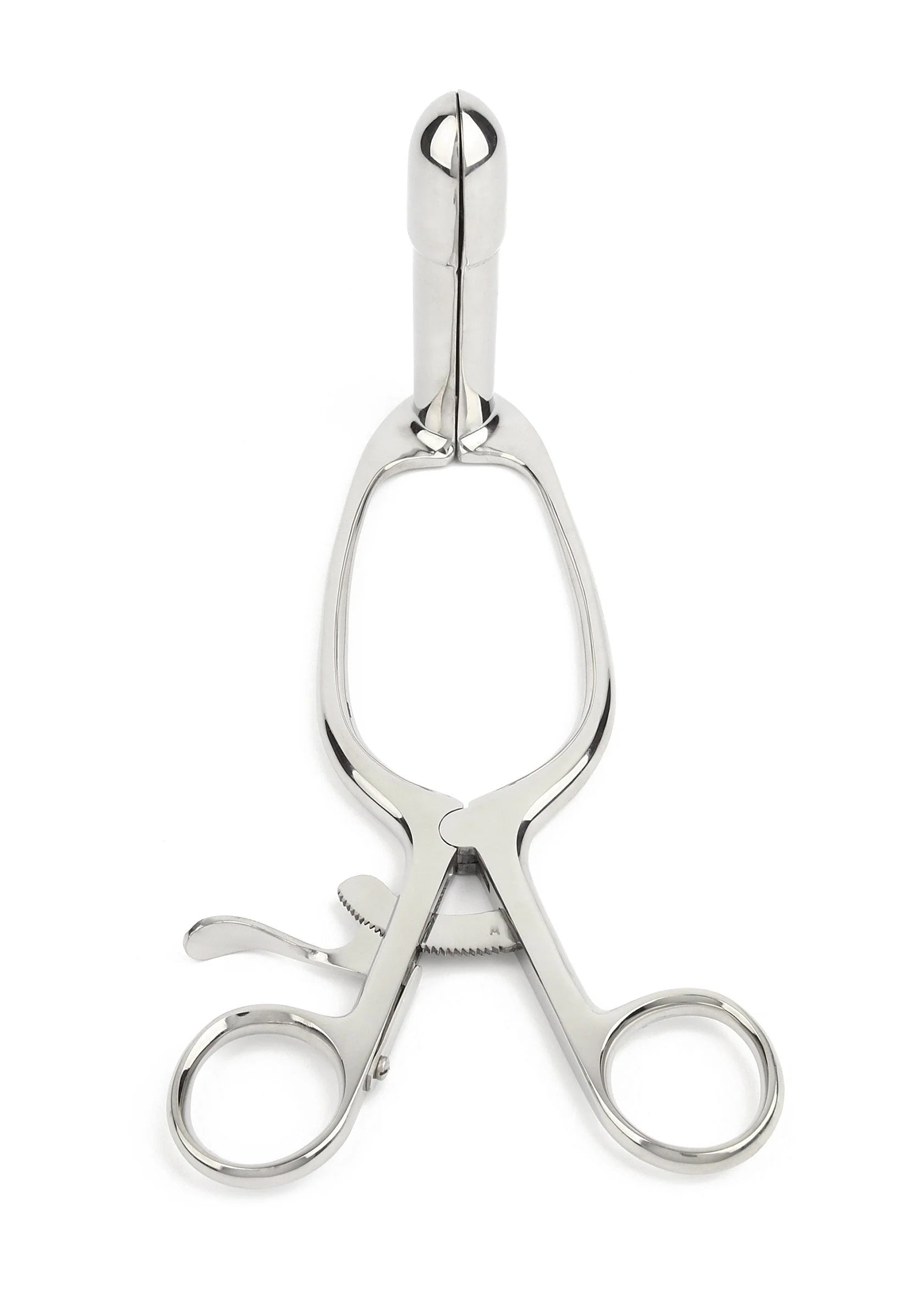 Rectaal speculum (groot) van Mr. Steel, RVS spreader met U-frame en ringen