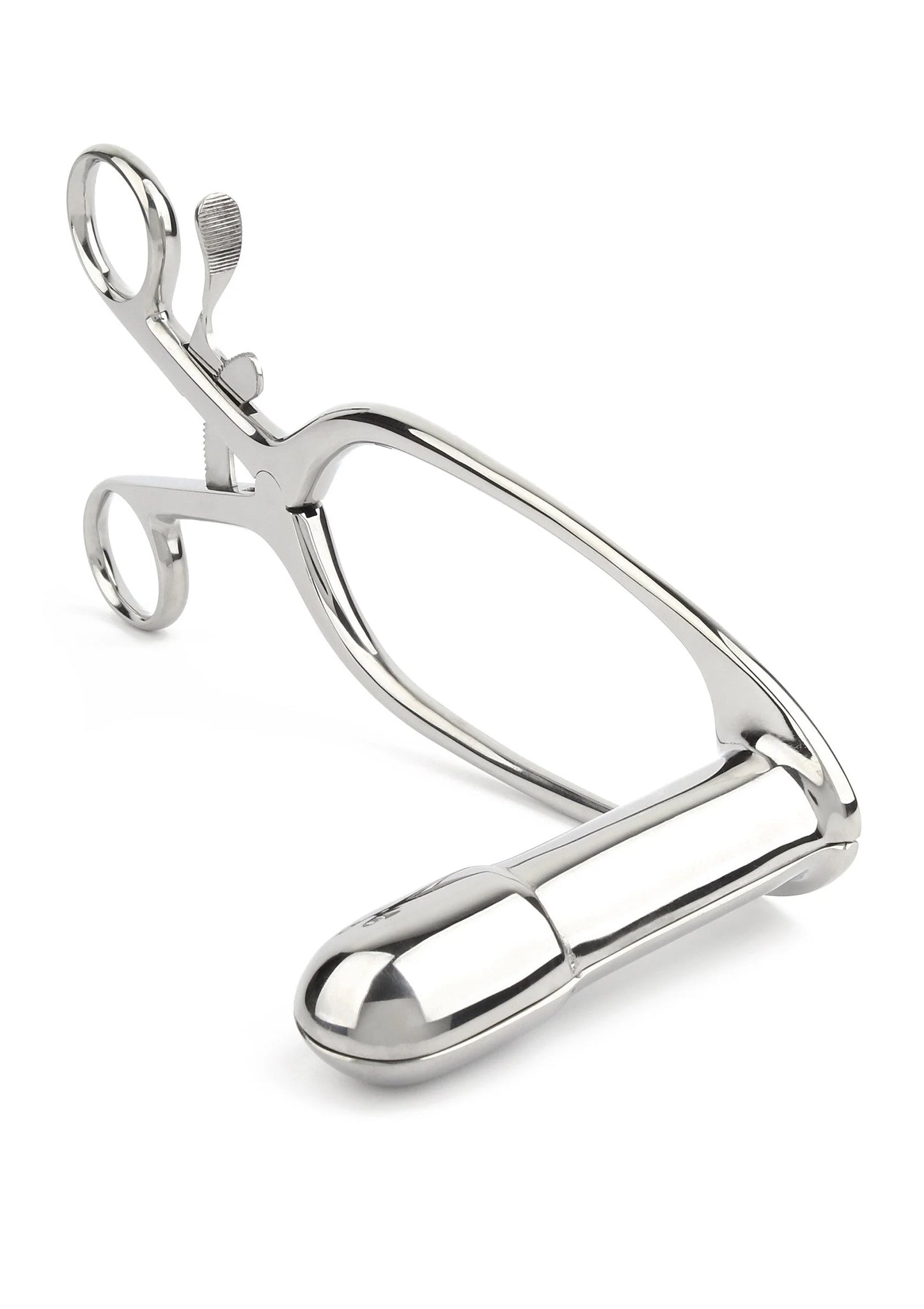 Grote rectale speculum van RVS met handvat en scharnierend klemdeel, Mr. Steel