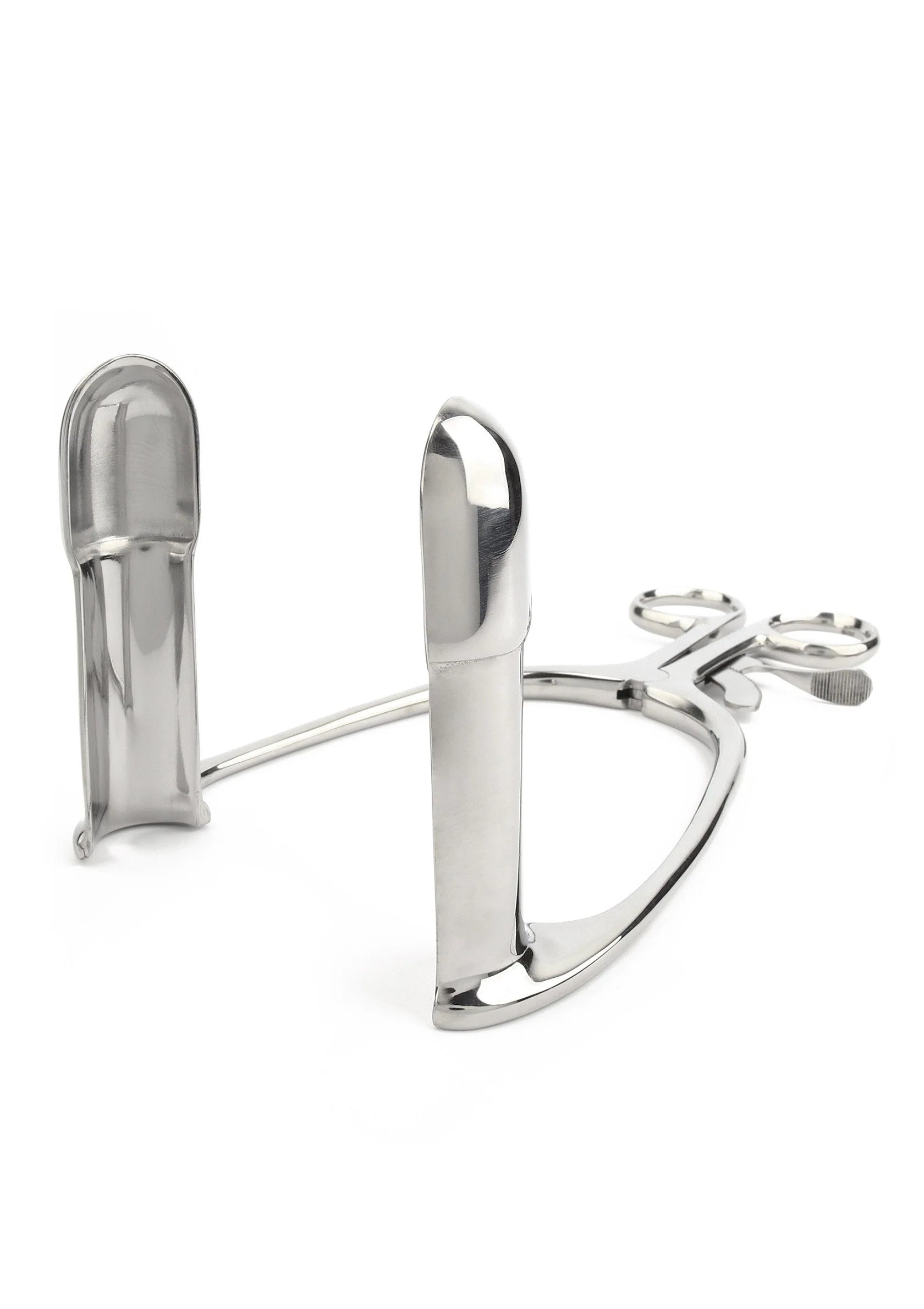 Grote rectale speculum van RVS met afgeronde klemmen en handvat, Mr. Steel