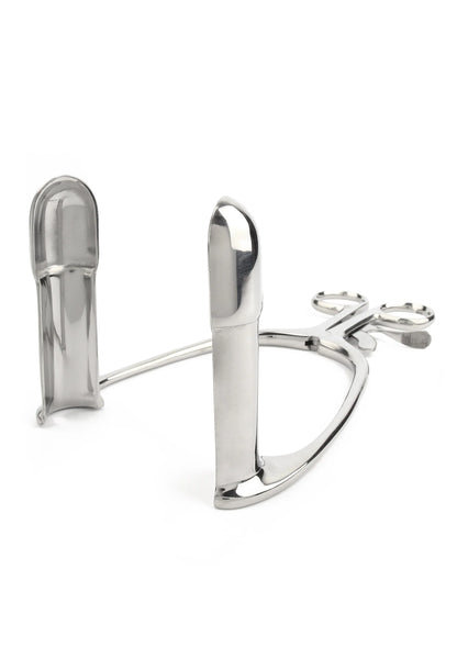 Grote rectale speculum van RVS met afgeronde klemmen en handvat, Mr. Steel