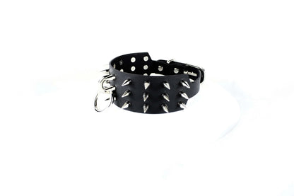 Black Spiked BDSM Collar – Leather Submissive Collar with O-Ring - Happytoys Sexshop: online sex shop for Feeling Happy & Easy 😊 - Discreet geleverd