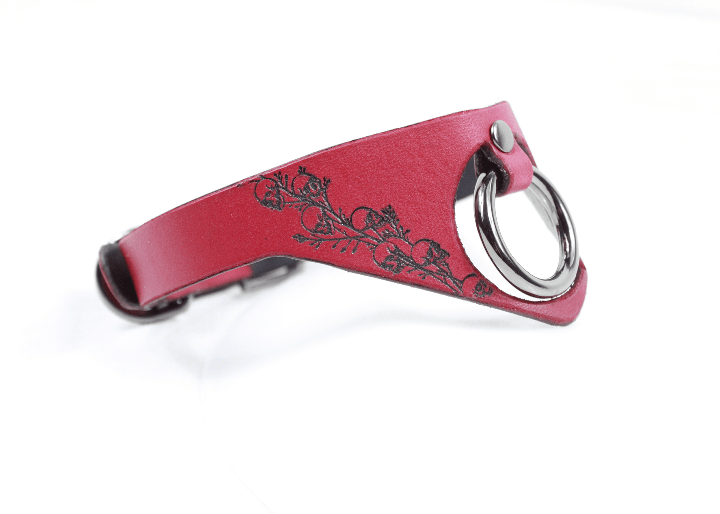 Gothic BDSM Collar with O-Ring – Red Leather Submissive Choker - Happytoys Sexshop: online sex shop for Feeling Happy & Easy 😊 - Discreet geleverd