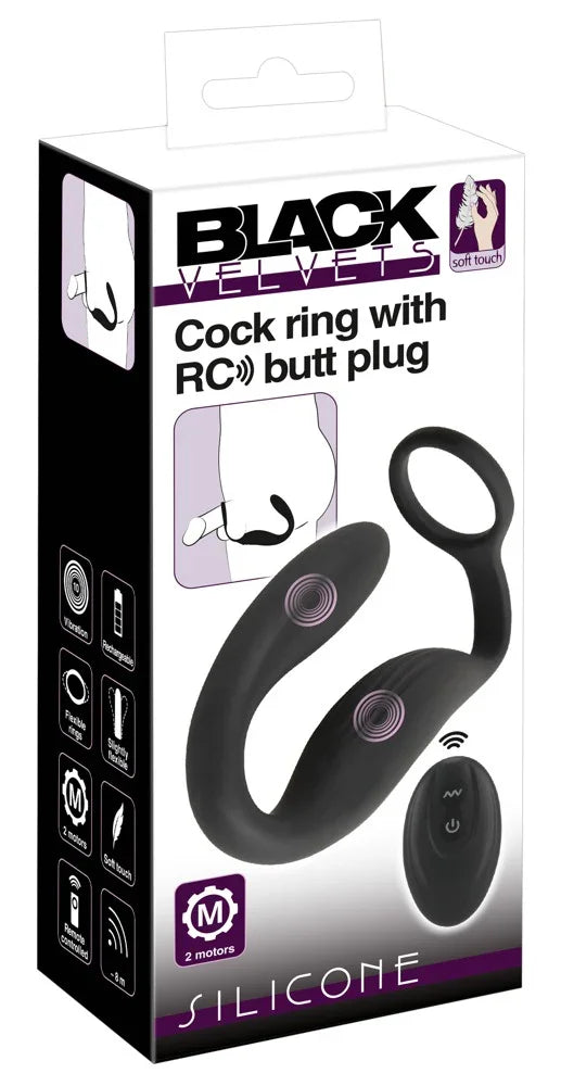 Cock ring with RC butt plug by Black Velvets - Happytoys Sexshop: Toys for Feeling Happy & Easy 😊 - Discreet geleverd