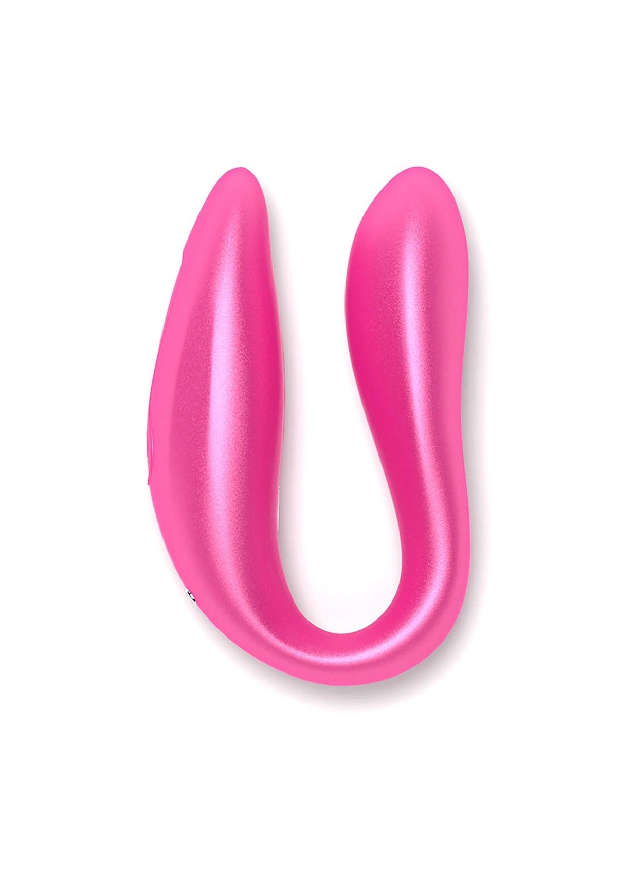 Roze U-vormige dubbele stimulator met glanzende afwerking