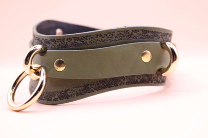 Submissive Necklace Avocado Green Leather Choker | Discreet Day Collar