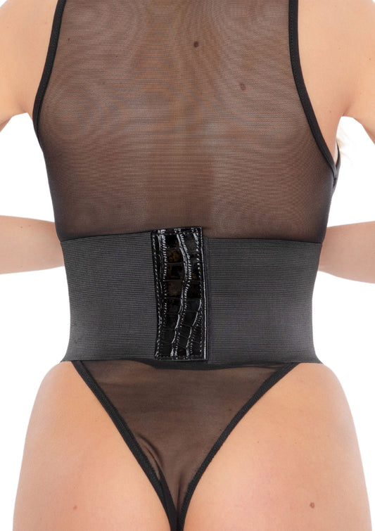 Bestel: Croco Front Waist Cincher - bij Happytoys: de erotische sex webshop | liever Happy dan Easy ⭐⭐⭐⭐⭐ - Default Title - 70828 - BLACK - S/M