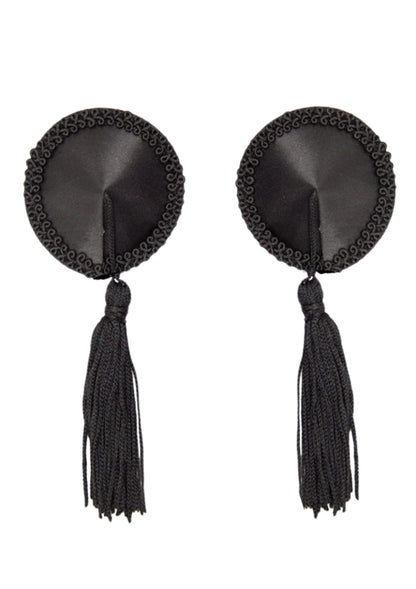 Bestel: Satin Nipple Covers with Tassel - bij Happytoys: de erotische sex webshop | liever Happy dan Easy ⭐⭐⭐⭐⭐ - Default Title - 70830 - BLACK - O/S