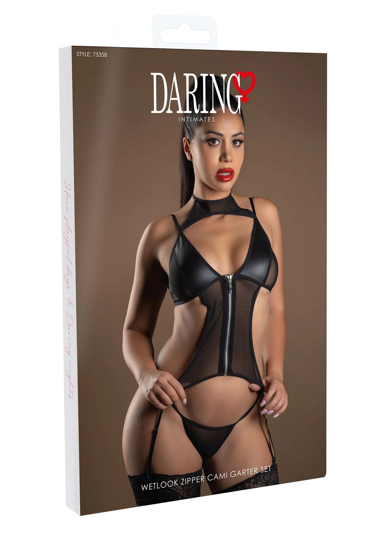 Bestel: Wetlook Zipper Cami Garter Set by Daring Intimates Naughty Whispers - bij Happytoys: de erotische sex webshop | liever Happy dan Easy ⭐⭐⭐⭐⭐