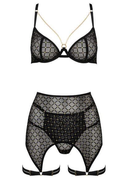 3er-Set THP101 Dessous-Set BH, Höschen und Strapsen S/M von Kotek