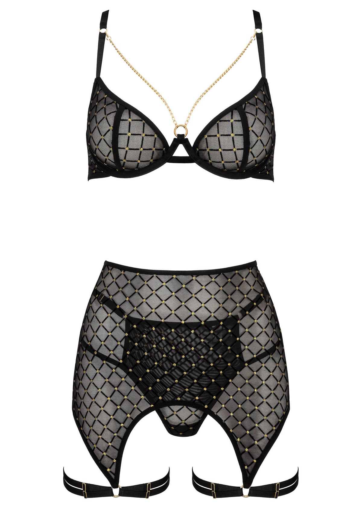 Beste vandaag nog: 3 Pcs Set THP101 Lingerie tbra, panty and garter L/XL by Kotek - bij Happytoys Sexshop: Toys for Feeling Happy & Easy 😊