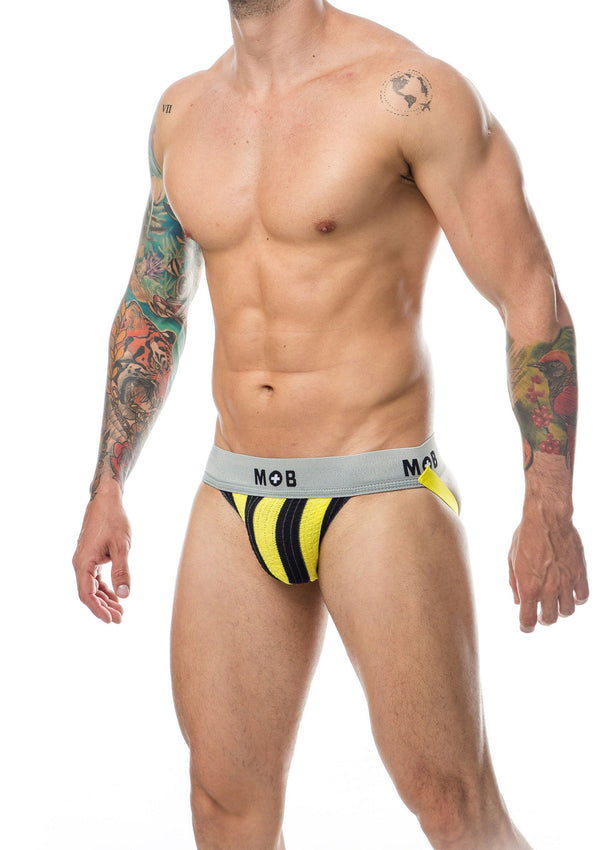 Bestel: MOB Stripe Classic Jock by MOB Eroticware - bij Happytoys: de erotische sex webshop | liever Happy dan Easy ⭐⭐⭐⭐⭐ - Geel - XXL - 81337 - YELLOW - XXL