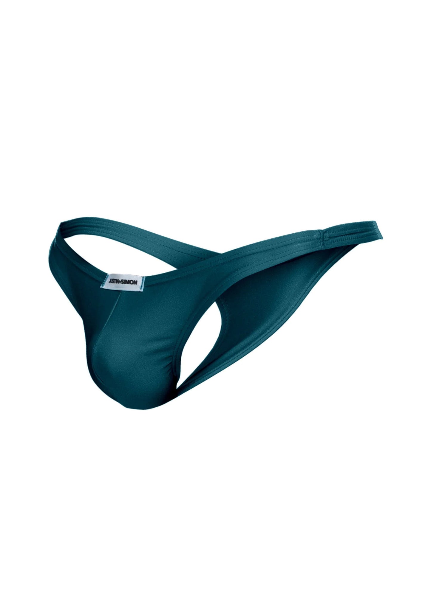 Turquoise tanga maat S, lage taille, plat gelegd met merklabel op tailleband