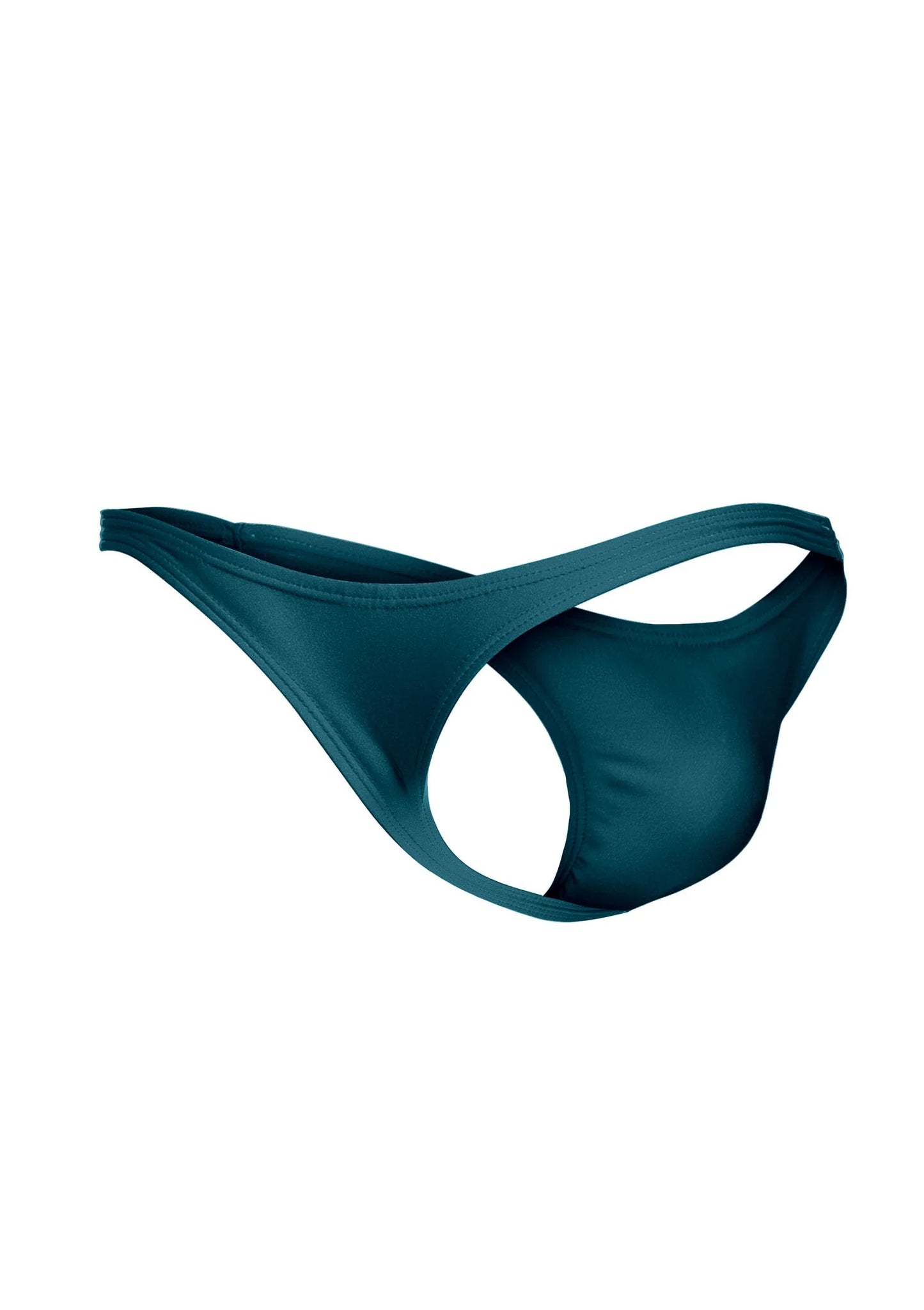 Aqua tanga slip met hoge zijkant en ronde uitsnijding vooraan