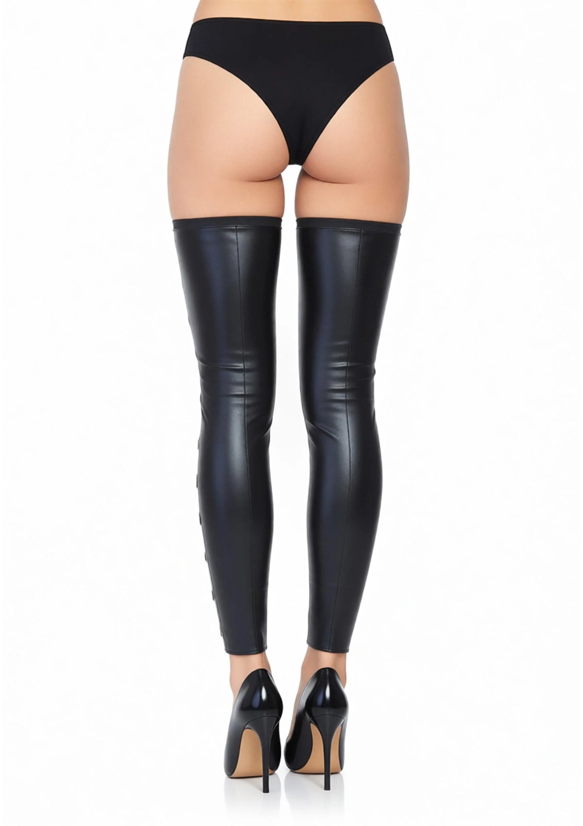 Wetlook Footless Lace Up Thigh by Leg Avenue
