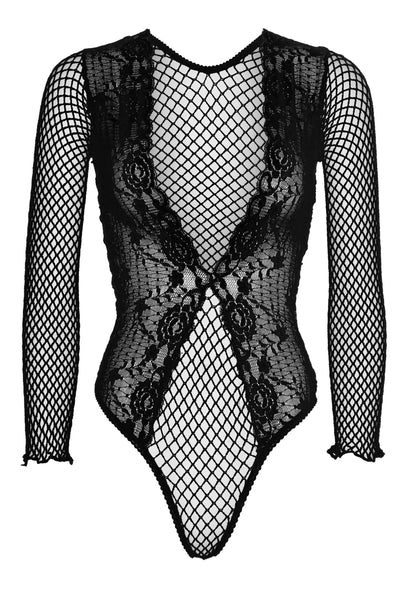 High Cut Lace and Net Teddy