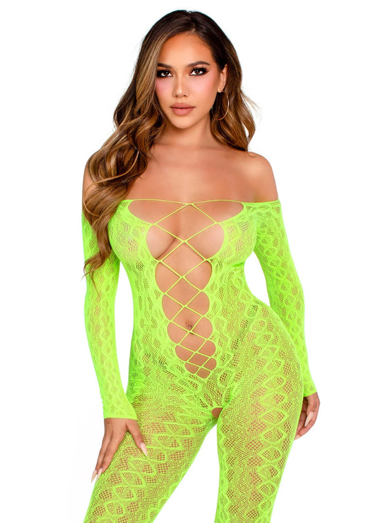 Beste vandaag nog: Crotchless, Footless Lingerie Bodystocking - bij Happytoys Sexshop: online sex shop for Feeling Happy & Easy 😊 - Default Title - 82075 - GREEN - O/S
