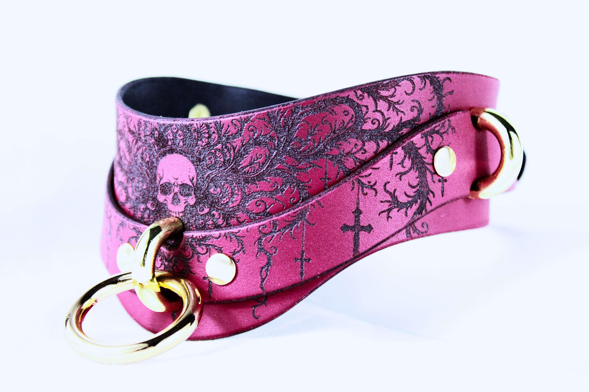 Gothic Skull Posture Collar – BDSM Leather Choker Submissive Collar - Happytoys Sexshop: online sex shop for Feeling Happy & Easy 😊 - Discreet geleverd
