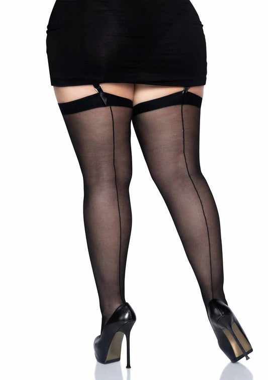 Bestel: Plus Sheer Backseam Stockings - bij Happytoys: de erotische sex webshop | liever Happy dan Easy ⭐⭐⭐⭐⭐ - Default Title - 85001 - BLACK - PLUS