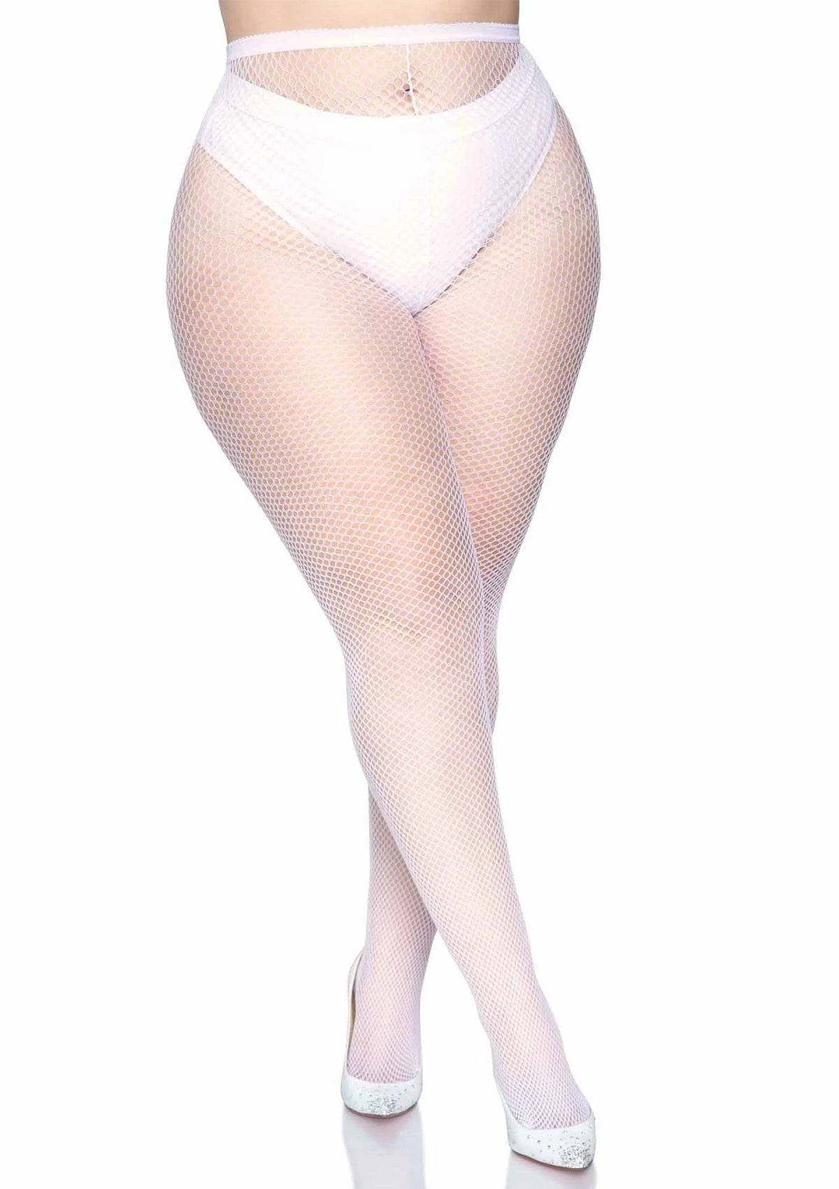 Bestel: Plus Fishnet Pantyhose - bij Happytoys: de erotische sex webshop | liever Happy dan Easy ⭐⭐⭐⭐⭐ - Default Title - 85186 - WHITE - O/S