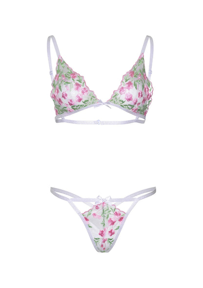 Bestel: Floral Sheer Bra and String - bij Happytoys: de erotische sex webshop | liever Happy dan Easy ⭐⭐⭐⭐⭐